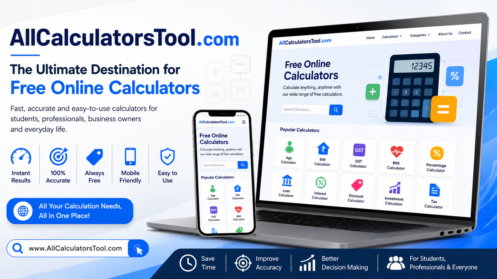 AllCalculatorsTool.com - Free Online Calculators for Finance, Health & Education
